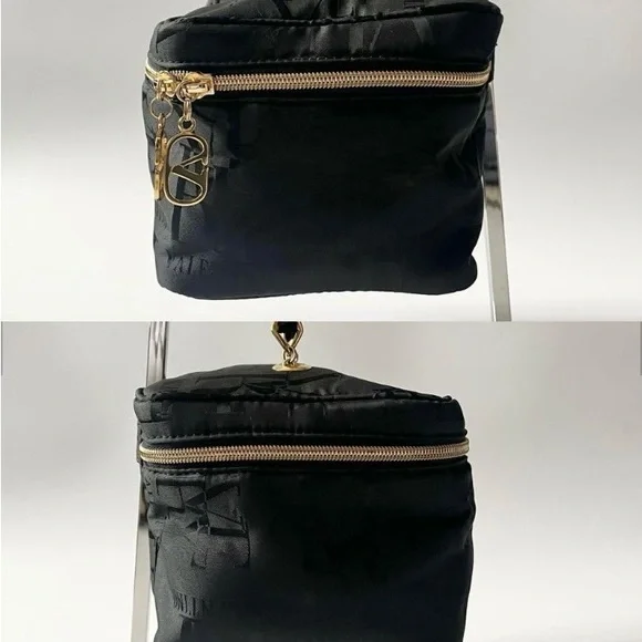 Valentino Black Canvas Vanity Bag with Gold Hardware - Picture 7 of 10